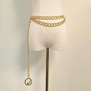 St. John Gold Chain SJ Logo Charm Belt OSFM